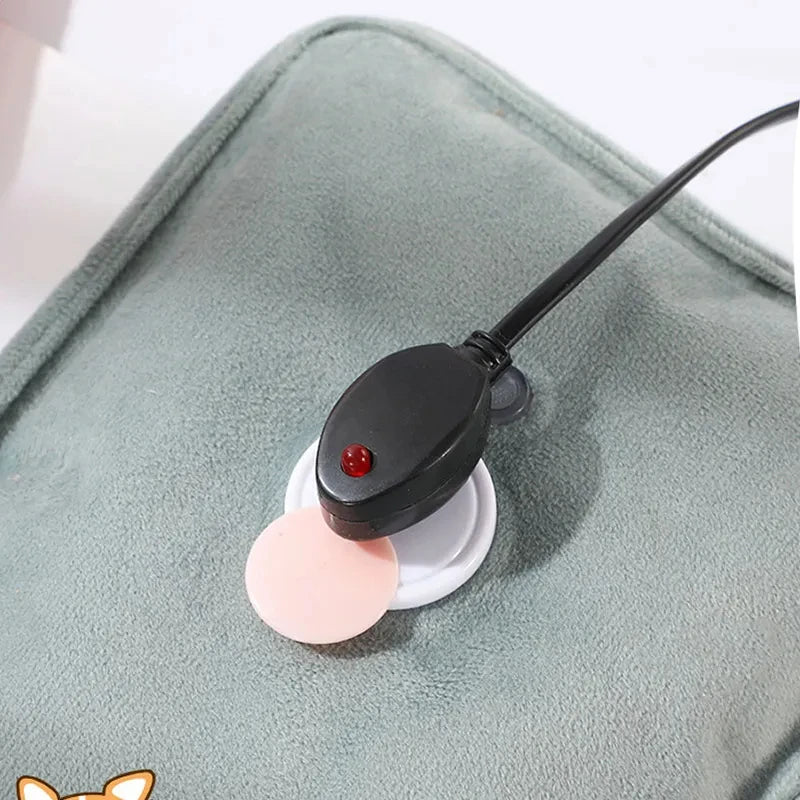 Electric Hot Water Bag Reusable Plush Hot Water Bottle EU Plug