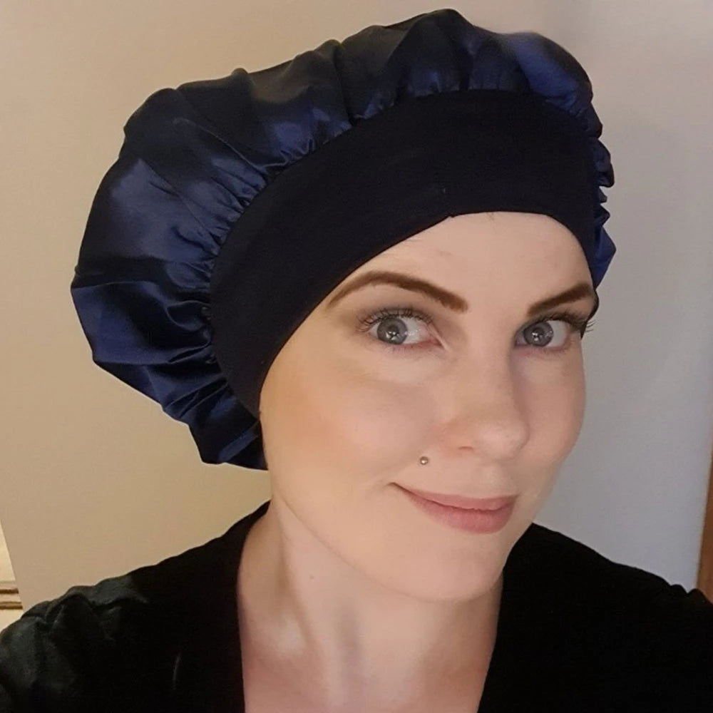 Adjust Solid Satin Bonnet Hair Styling Cap Long Hair Care Women Night