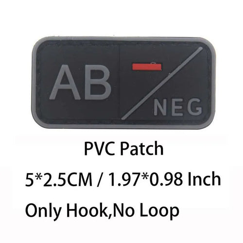 Small Patch with Hook,PVC Blood Type A B AB O POS NEG Emblemen,Patches