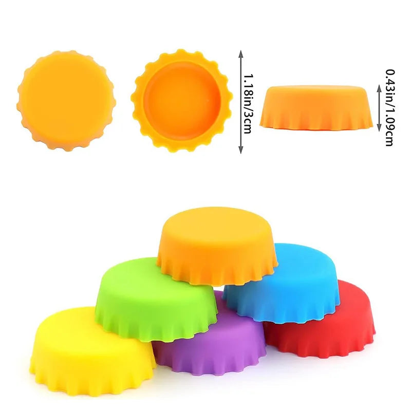2/12/24Pcs Candy Colors Silicone Beer Bottle Caps Bar Home Brewing