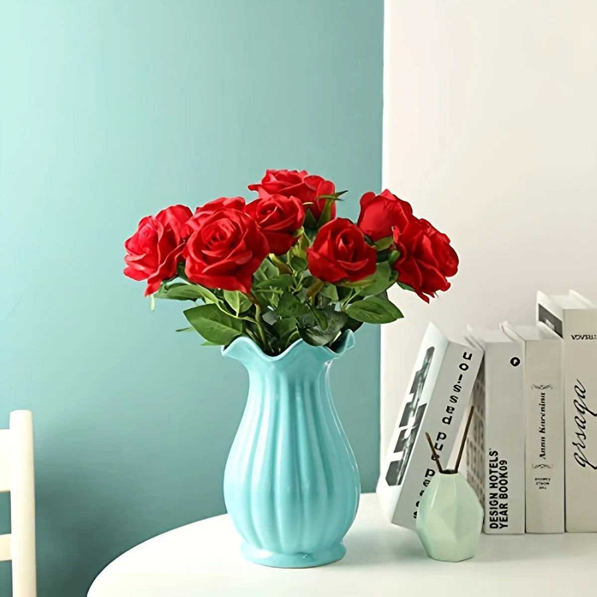 12pcs Realistic Artificial Rose Bouquet for Weddings, Birthdays, and