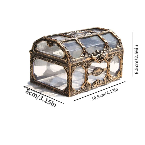 1Plastic Transparent Pirate Treasure Box Crystal Gem Jewelry Box