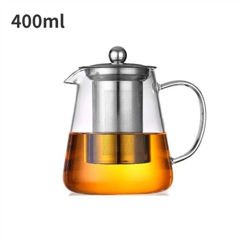 1pc Glass Teapot Heat Resistant Borosilicate Clear Tea Kettle with