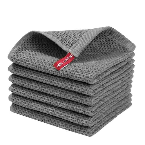 Cotton Towel Soft Absorbent Dishcloth Kitchen Dish Rags Honeycomb
