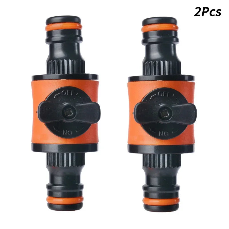 2PC Garden Hose Pipe Tap Shut Off Valve Fitting Connector Pipe Coupler