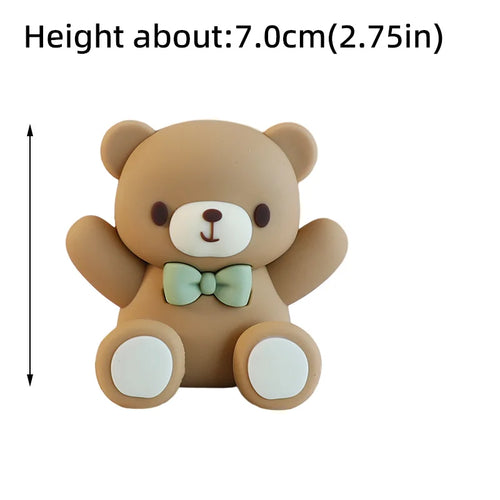 New 3D Bear Cake Topper Baby Shower Bear Decoration Boy Girl Happy 1st
