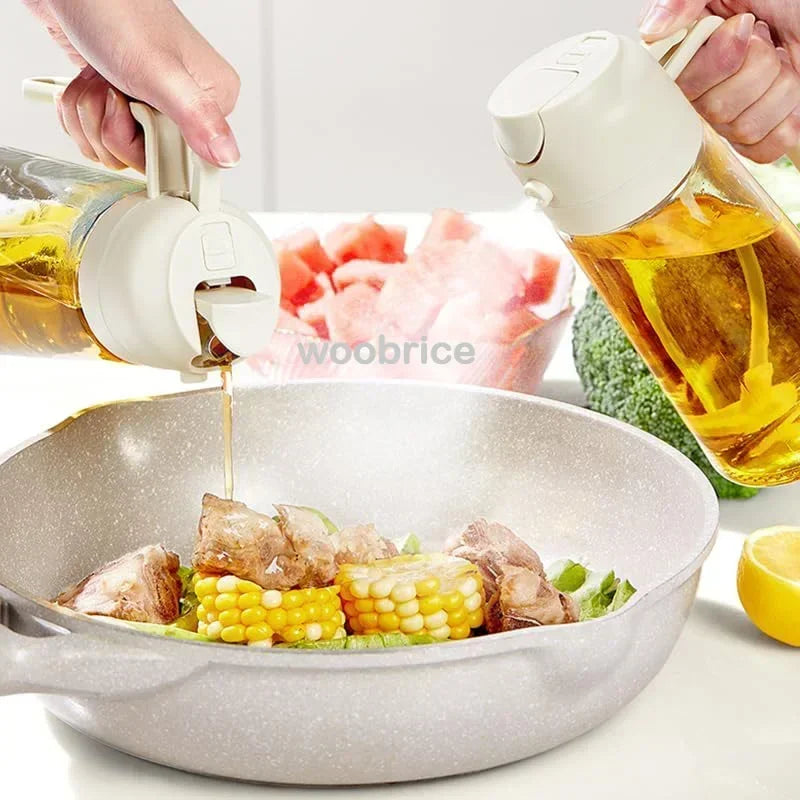 2in1 500ml Plastic Spray Oil Sprayer Bottle Spray Oil Dispenser Oil