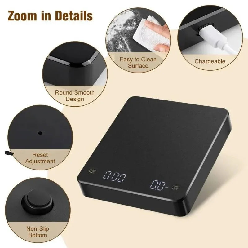 Kitchen Baking 0.1g High-precision Gram Scale with Type-C Charging,