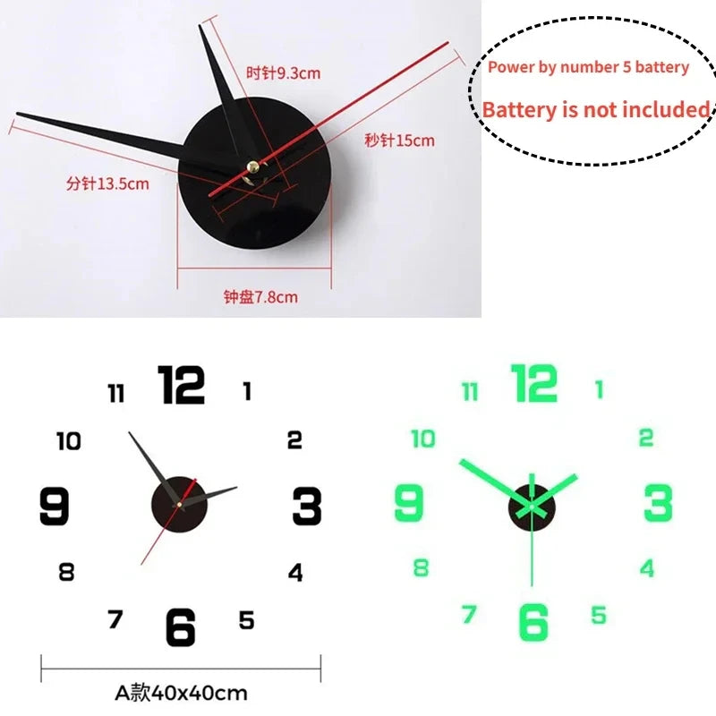 Luminous Digital Clock DIY Stereoscopic Wall Clock Silent Clock Living