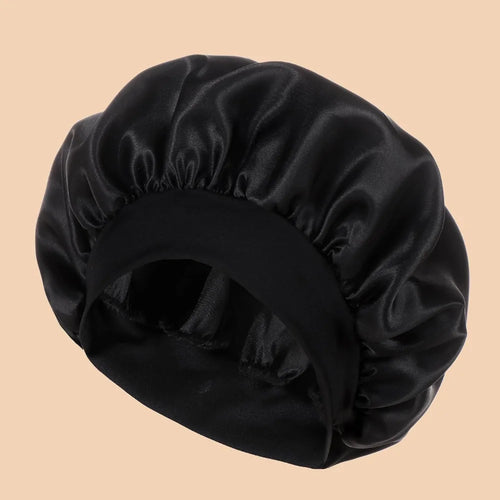 1pc Women's Solid Color Satin Wide-Brimmed Shower Cap, Suitable For