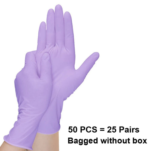 10-100pcs Disposable Purple Nitrile Gloves Latex Free Waterproof