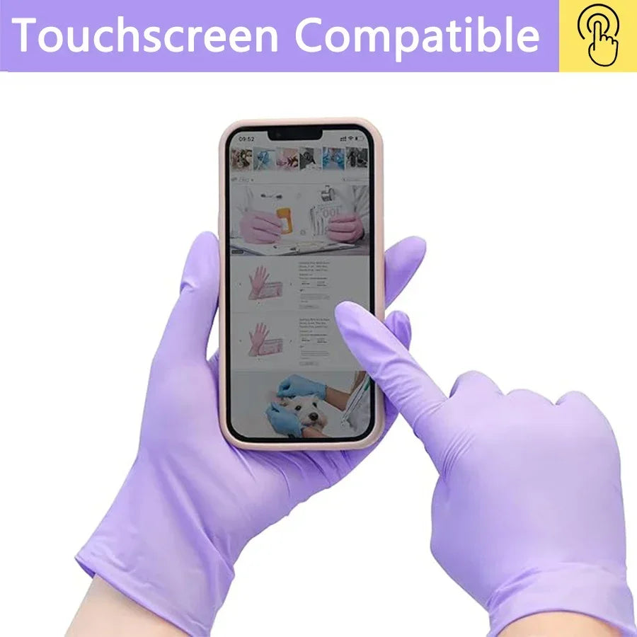 10-100pcs Disposable Purple Nitrile Gloves Latex Free Waterproof