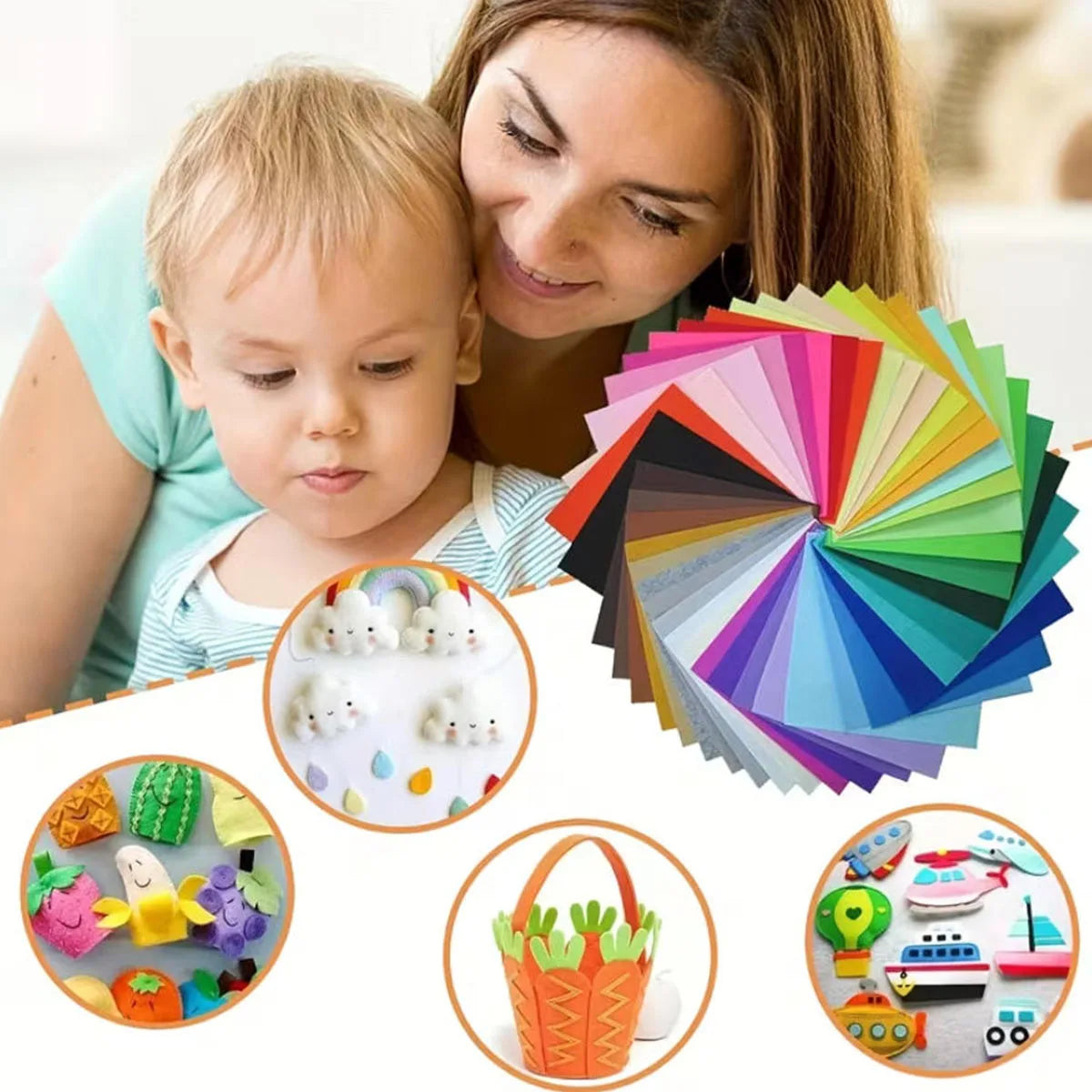 40PCS Colorful Felt Cloth With Different Specifications Smooth Texture