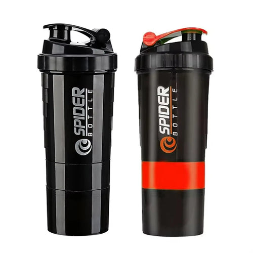 3 Layers Shaker Protein Bottle Powder Shake Cup Water Bottle Plastic
