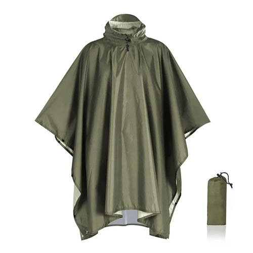 3 In 1 Outdoor Military Raincoat Hooded Sleeve Waterproof Rain Poncho