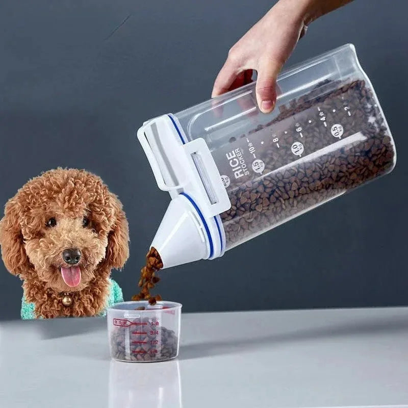 Pet Food Storage Container with Measuring Cup Handle Airtight