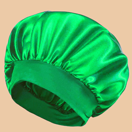 1pc Women's Solid Color Satin Wide-Brimmed Shower Cap, Suitable For