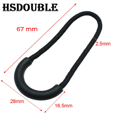 10 Pcs/Pack Zipper Pulls Cord Ends Strap Lariat Black For Apparel
