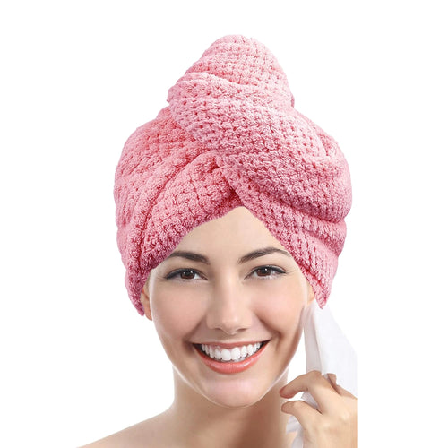 Solid color hair towel Textured dry hair cap 9.8 "X 25.5" absorbent