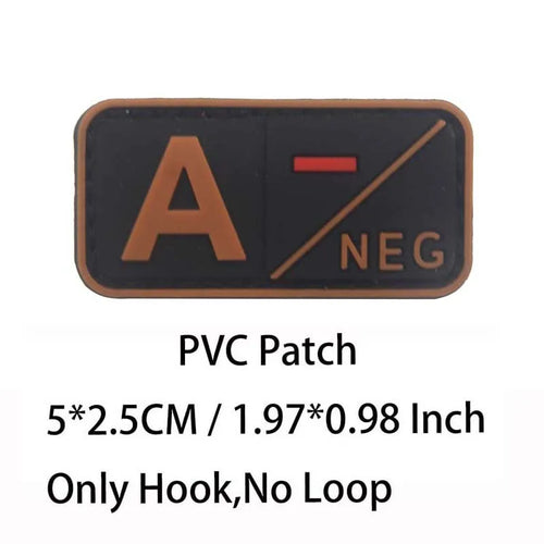 Small Patch with Hook,PVC Blood Type A B AB O POS NEG Emblemen,Patches
