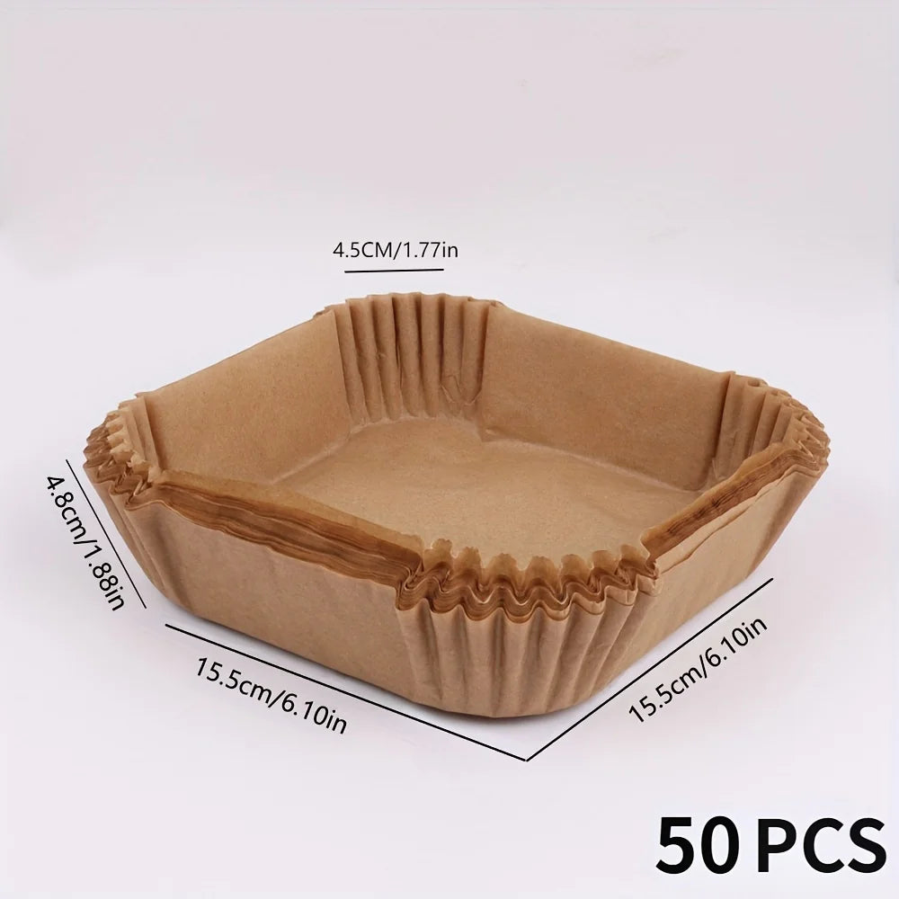 50 Packs of Non Stick Paper Lined with Air Fryer for Baking and