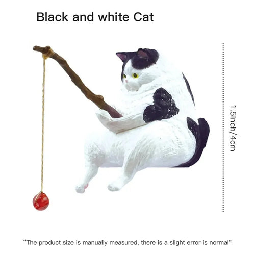 Fishing cat Car Interior Decoration Cute Resin With Pipe Glasses Auto
