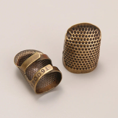 2PCS vintage adjustable thimble hand sewing thimble ring home non-slip