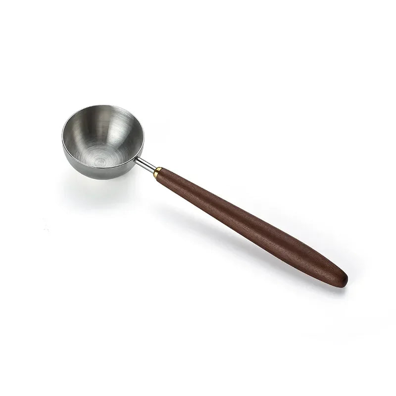 25ml Wooden Handle Stainless Steel Coffee Scoop Tablespoon Measuring
