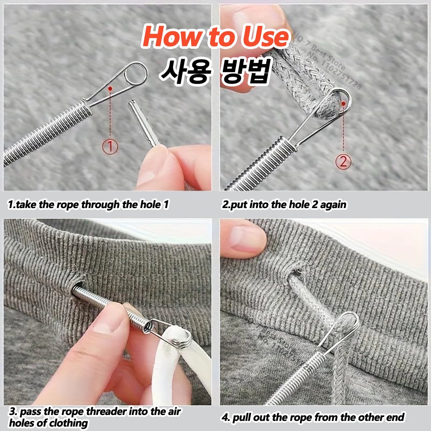 Bendable Spring Drawstring Threader Clip Pants Hoodies Elastic Band