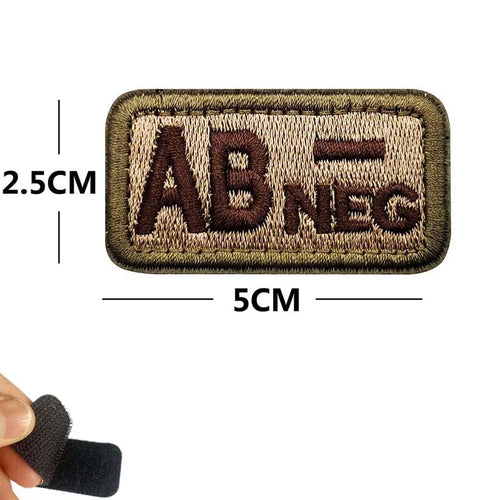 5*2.5CM Small Patch with Hook and Loop Blood Type A B AB O POS NEG