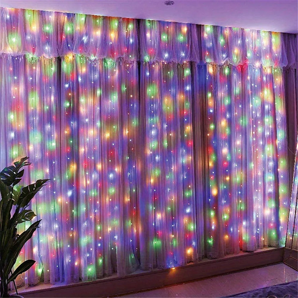 3/6M USB LED Curtain 8Modes Remote Control Lights Holiday Wedding