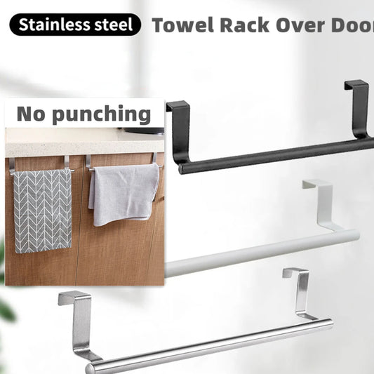 1/2Pcs Towel Rack Over Door Towel Bar Hanging Holder Stainless Steel