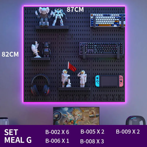 No-Drill Gaming Room Pegboard, Wall Organizer for Controller,
