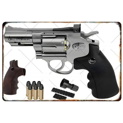 Pistol Metal Signs, Exuding Military Flair, Ideal As Wall Decoration
