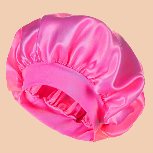 1pc Women's Solid Color Satin Wide-Brimmed Shower Cap, Suitable For
