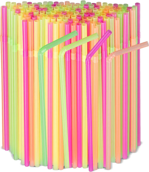 1000-100Counts Neon Colored Flexible Plastic Drinking Straws