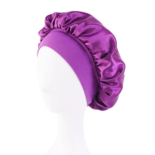 New Satin Wide Brim Nightcap Silky Bonnet Hair Wrap for Sleeping Sleep
