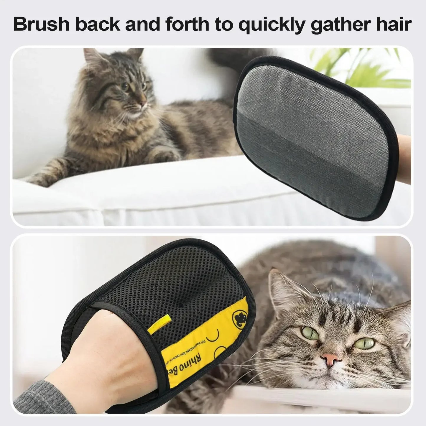 2pcs Cat Grooming Gloves Electrostatic Pet Hair Removal Brush for