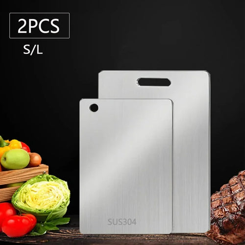 Double Sided 304 Stainless Steel Cutting Board Anti-Slip Chopping
