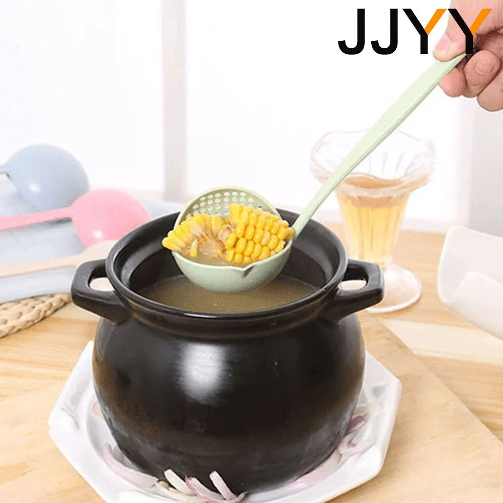 JJYY The 2 in 1 Kitchen Spoon Spoon Long handle Plastic Colander