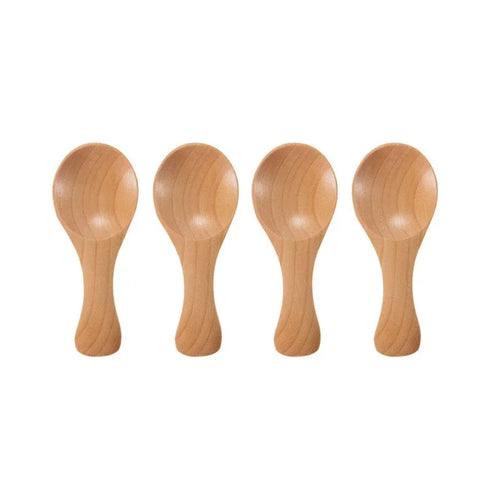 4Pcs Mini Wooden Spoons Small Kitchen Spice Condiment Spoon Sugar Tea
