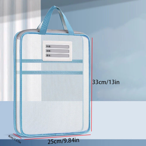 A4 Stationery Storage Bag Double-layer Mesh Zipper Bag Large Capacity