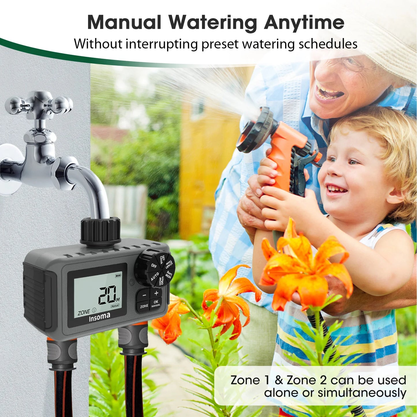 Insoma Smart Irrigation Watering System Dual Outlets Automatic Water
