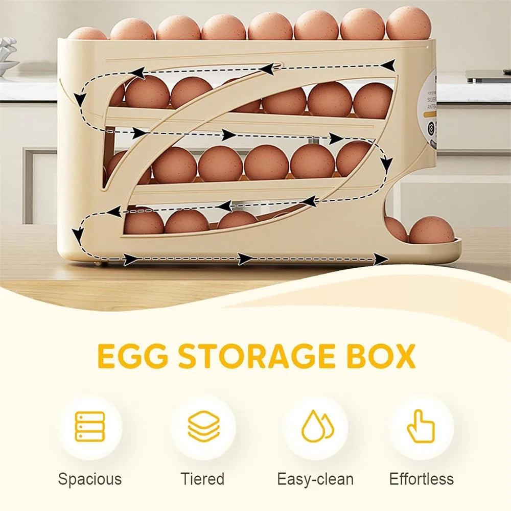 Automatic egg storage container, 4-layer design, refrigerator storage