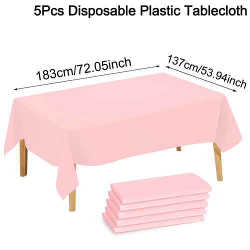 183×137cm Solid Pink Tablecovers Plastic Tablecloth for Wedding