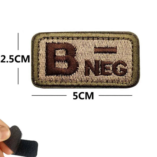 5*2.5CM Small Patch with Hook and Loop Blood Type A B AB O POS NEG