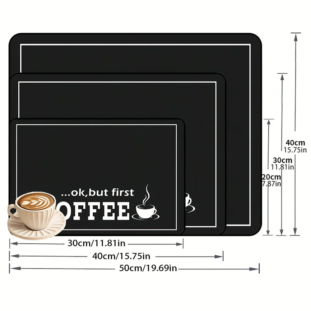 3 Size Coffee Machine Silicone Mat black Coffee Printed Coffee Machine