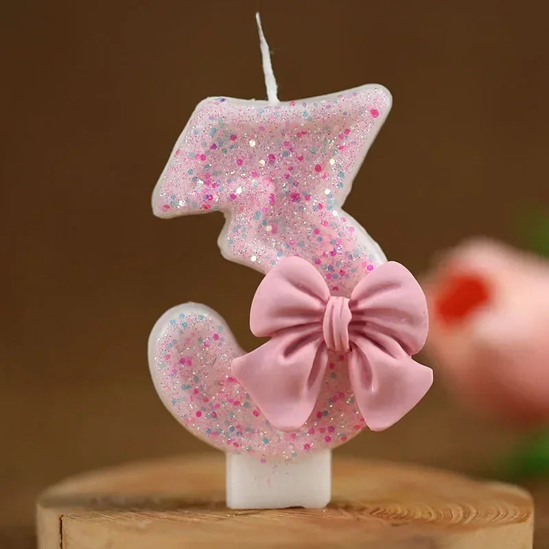 New Number Cake Candle Pink Glitter Birthday Candle 1 2 3 4 5 6 7 8 9