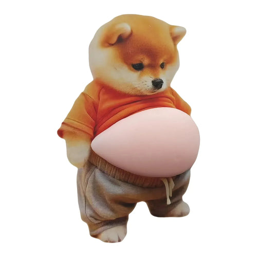 3D Shiba Inu Dog Belly Sticker - Cute puppy wearing orange outfit with