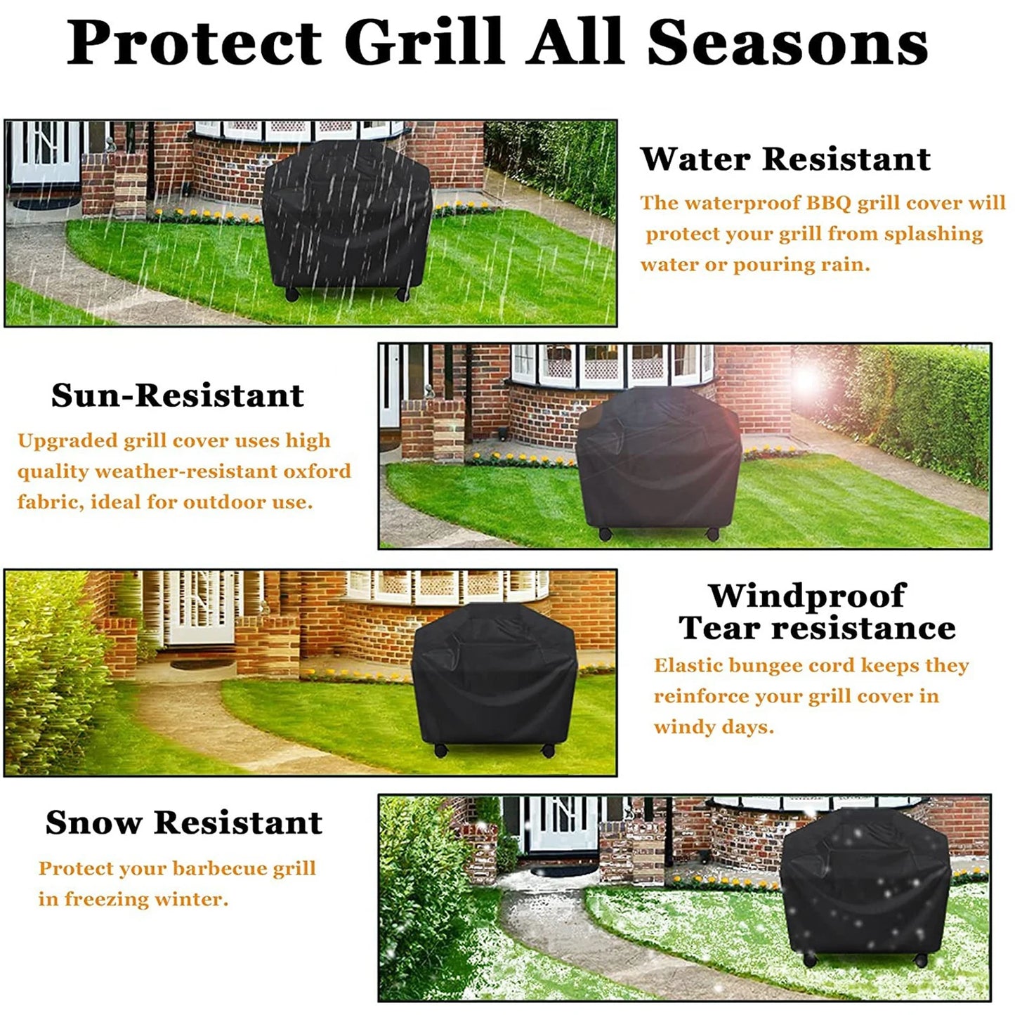 Multiple Size Grill Cover, Heavy Duty Waterproof Barbecue Gas Grill
